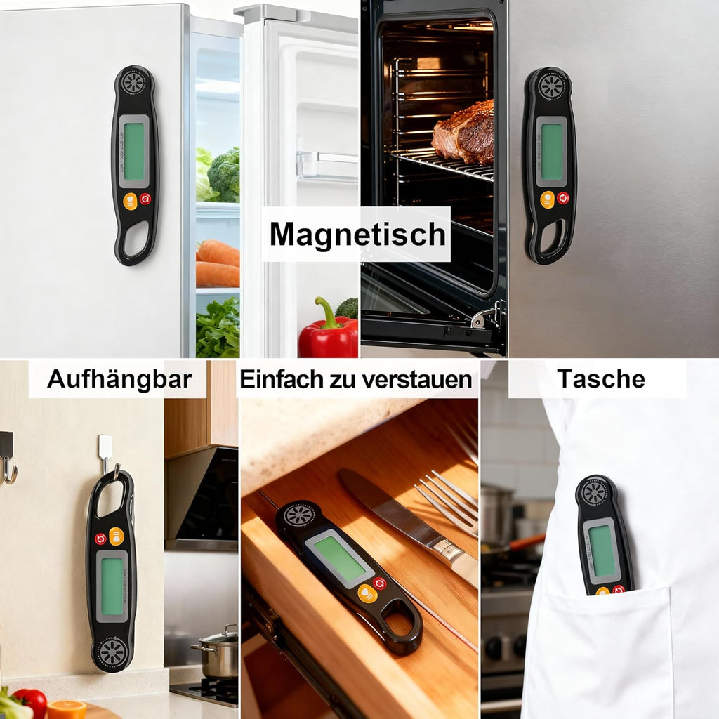 Antonki Digital Meat Thermometer - Instant Read Cooking Thermometer with Backlight for BBQ & Baking