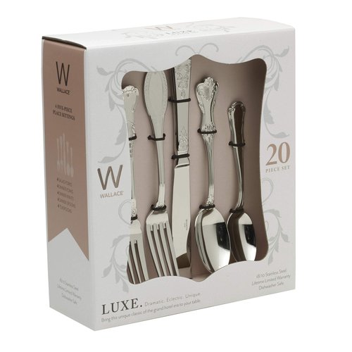 Wallace Hotel 20-Piece 18/10 Stainless Steel Flatware Set, Service for 4