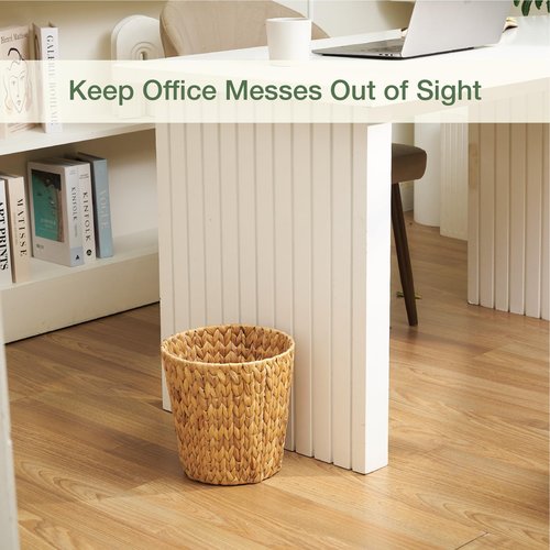 84ECO 2-Pack Wicker Trash Can for Bathroom - Wicker Waste Basket for Bedroom, Office - Rattan Trash Can - Decorative Waste Basket (Natural, 3 Gallons)