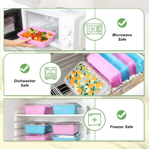 Moiturti 10 Pack 42 oz Meal Prep Containers, Reusable Plastic Food Prep Storage Containers with Printed Lids, Stackable, Leakproof, Microwave & Freezer & Dishwasher Safe,To Go Take Out Box, Avocado