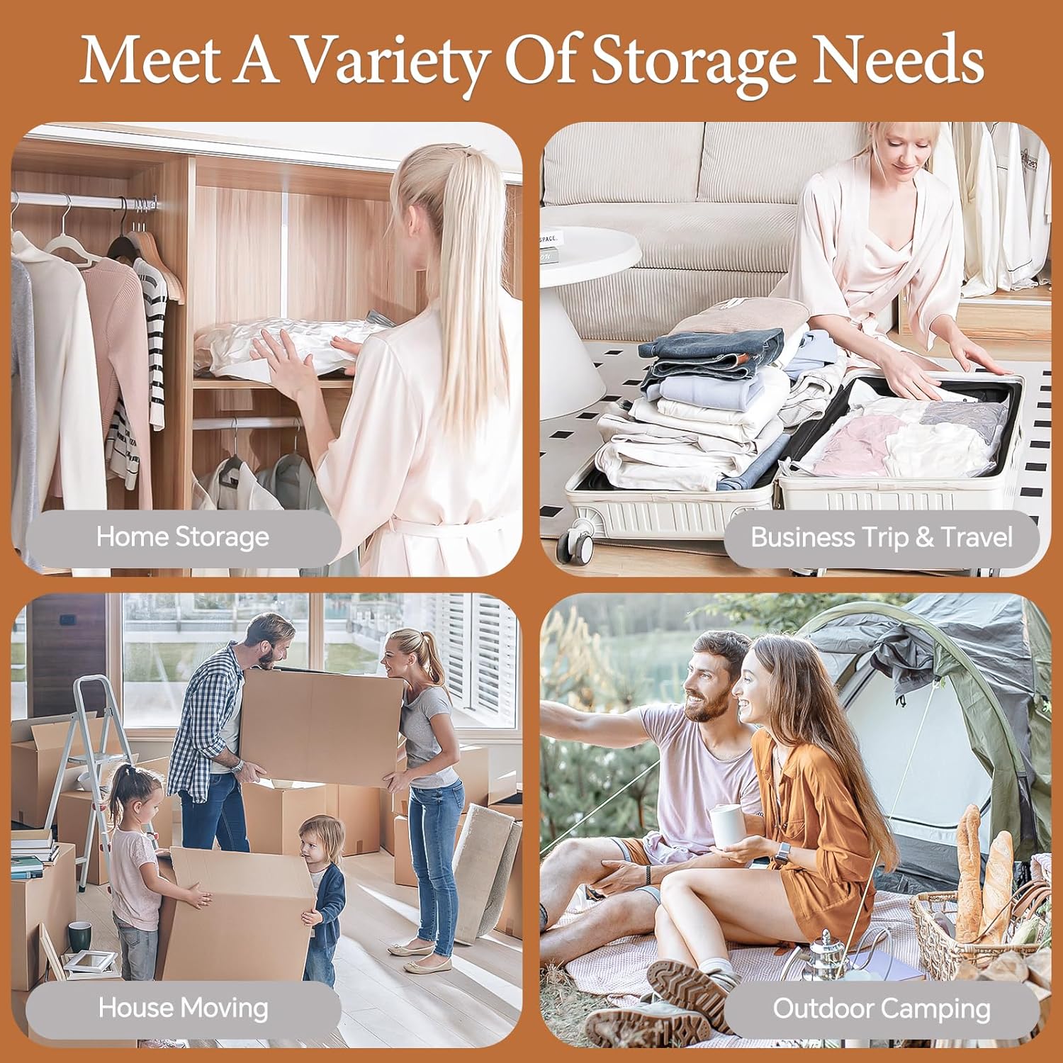 Vacbird Vacuum Storage Bags - 12 Pack with Rechargeable Cordless Pump | Compression Packing for Clothes, Blankets & Pillows