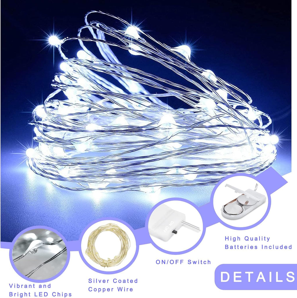 Ostwiki Fairy Lights - 20 LED Battery Operated String Lights | 7ft Cool White Twinkle Lights for DIY Decor