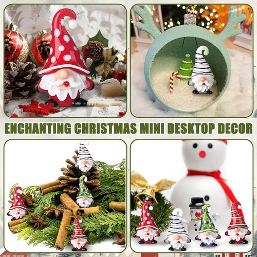 AceOrbit Mini Christmas Gnome Decorations - 4 Pcs Glass Santa Claus Ornaments for Holiday Table Decor