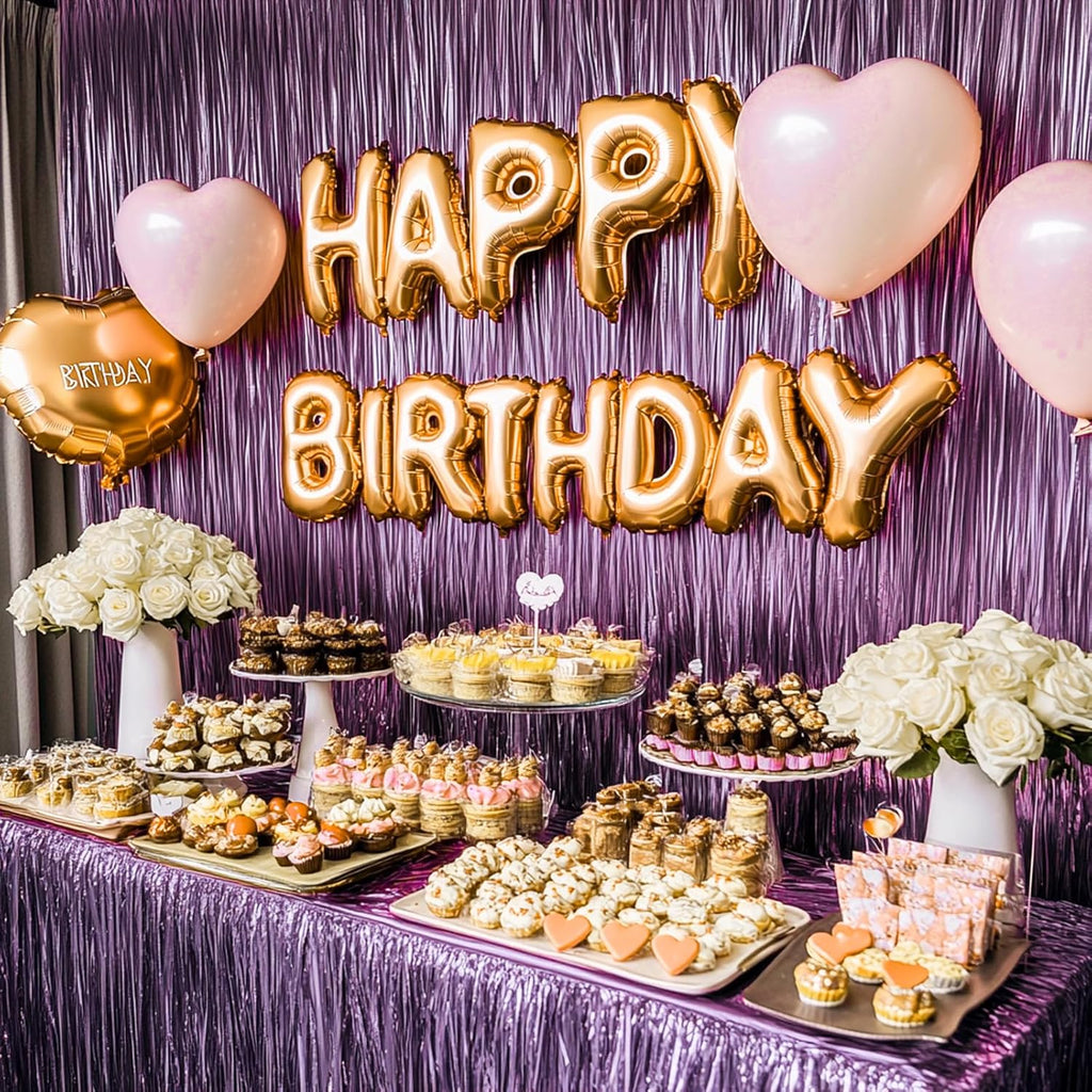 ParyWoo Light Purple Streamers - 8.2FT Metallic Lavender Foil Fringe Curtains for Parties & Events