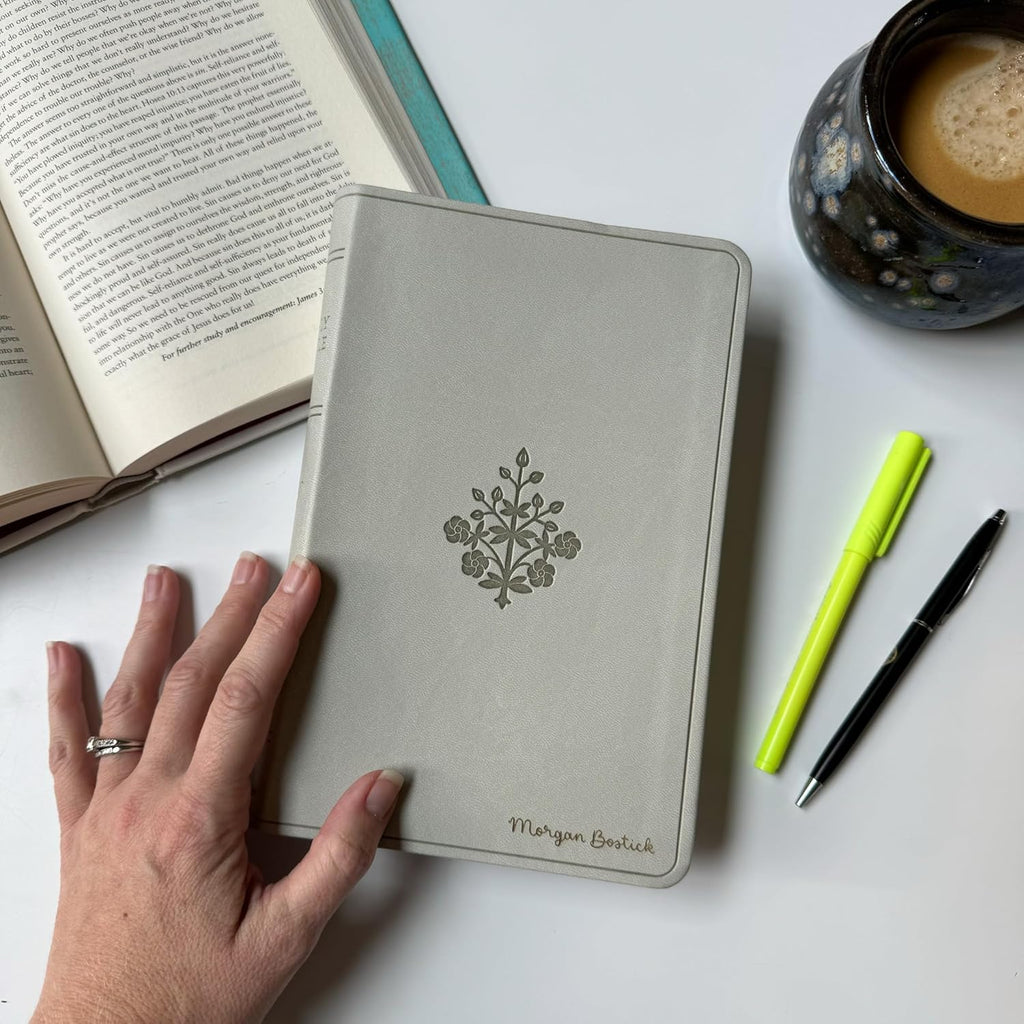 River Stone Personalized ESV Large Print Bible - Custom Hand Lettered Name Cover | Flourish Design