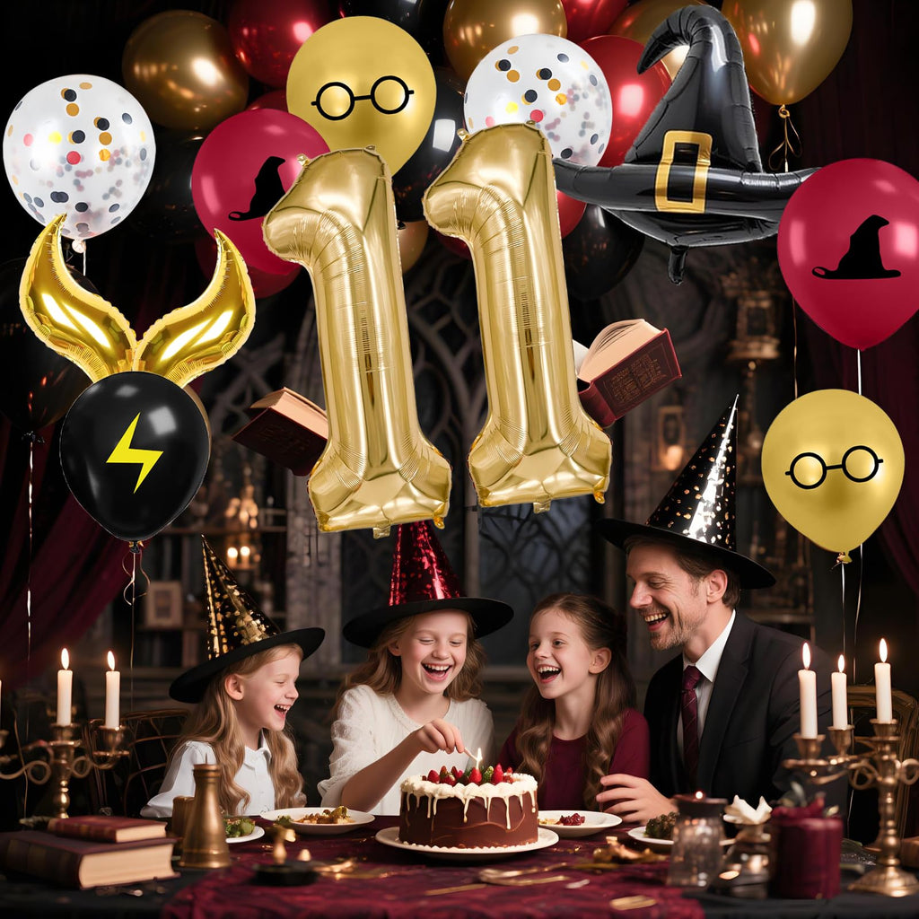Zailo 40-inch Number Magic Wizard School Balloons, Magic Wizard Themed Party Decorations, Snitch Balloons Suitable for Magic Themed Birthdays Baby Shower Party Supplies (Number 11)