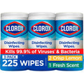 Clorox Disinfecting Cleaning Wipes for Spring Cleaning & Allergy Season, Bleach Free, Fresh Scent and Crisp Lemon, 75 Count Each, Pack of 3