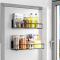 Mystozer 2 Pack Magnetic Spice Rack Organizer,Space Saver for Refrigerator and Microwave Oven, Magnetical Fridge Shelf for Jars,Seaoning,tins and Utensils (Black)