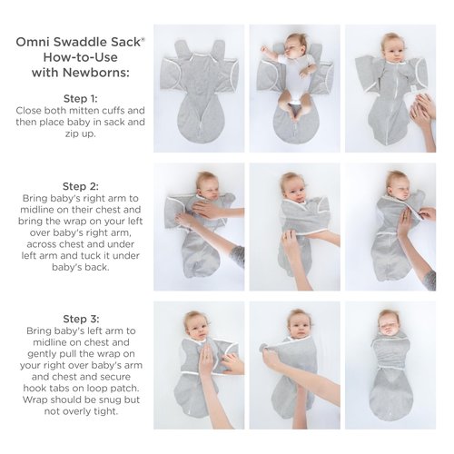 SwaddleDesigns 6-Way Omni Swaddle Sack, Arms Up Swaddle for Newborn, More Options to Calm Startle Reflex, Improves Sleep, Easy Transition Baby Sleep Sack, 12-18 lbs, Heathered Gray