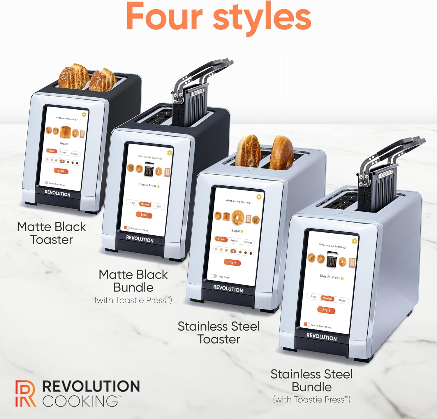 Revolution R180 Connect Touchscreen Smart Toaster - 6 Bread Types, 7 Browning Levels & Toastie Press | Stainless Steel, 2-Slice