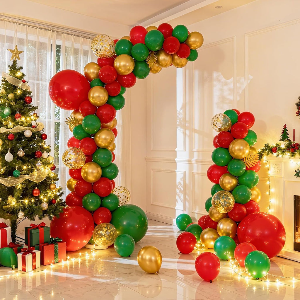 RUBFAC Green Latex Balloons - 129pcs in Various Sizes for Christmas & Party Decorations | 5-18 Inch