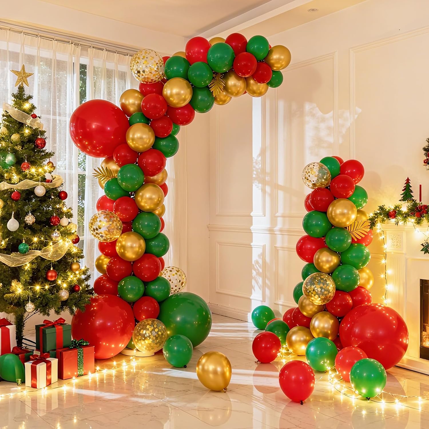 RUBFAC Green Latex Balloons - 129pcs in Various Sizes for Christmas & Party Decorations | 5-18 Inch