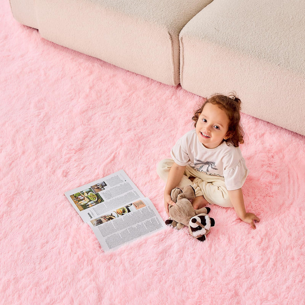 OPPODREAM 4x6 Pink Rugs for Bedroom, Ultra-Soft Fluffy Area Rugs for Living Room, 4 x 6 Shag Carpet for Nursery, Kids, Girl, Boy, Baby, Plush, Fuzzy, Shaggy, Cute Home Decor