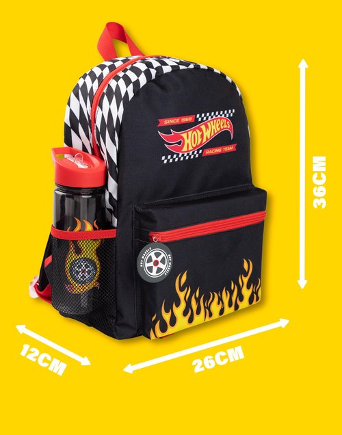 Hot Wheels Boys Backpack Set 4 Piece Black