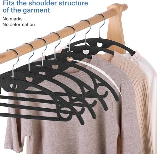 IEOKE Velvet Hangers - 50 Pack Heavy Duty Non-Slip Slim Clothes Hangers for Closet - Black