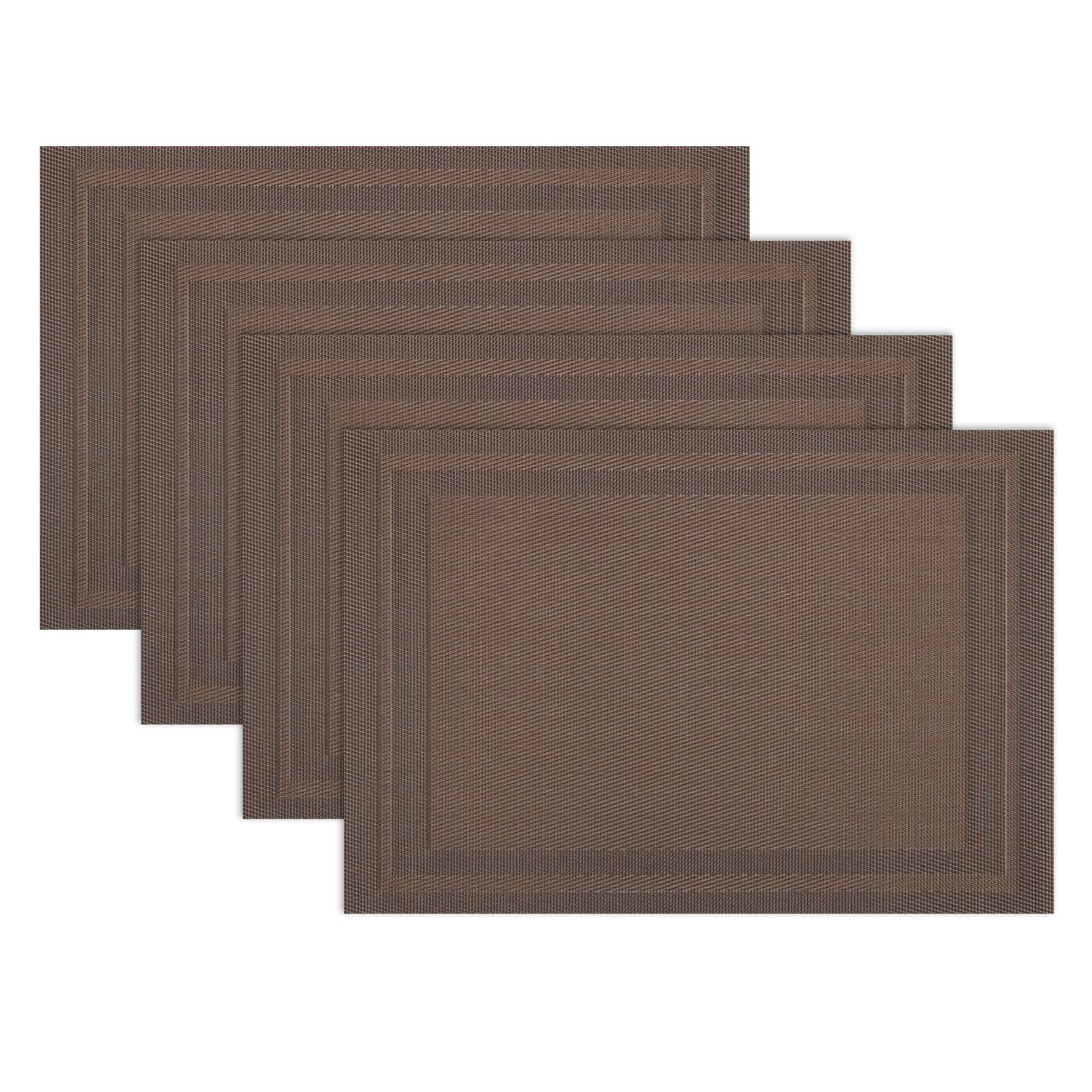 Winknowl Placemats Set of 4，Heat Resistant Woven Vinyl Washable PVC Place Mats，Non-Slip Stain Resistant Indoor/Outdoor Table Mats for Dining Table (Brown)