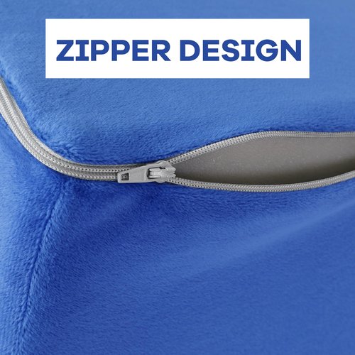 HOMBYS Ultra Soft Velvet Bed Wedge Pillow Cover-Super Soft Fleece Pillowcase with Zipper Design, Removable & Machine Washable Pillowcase, (Blue, 25"x25"x8")