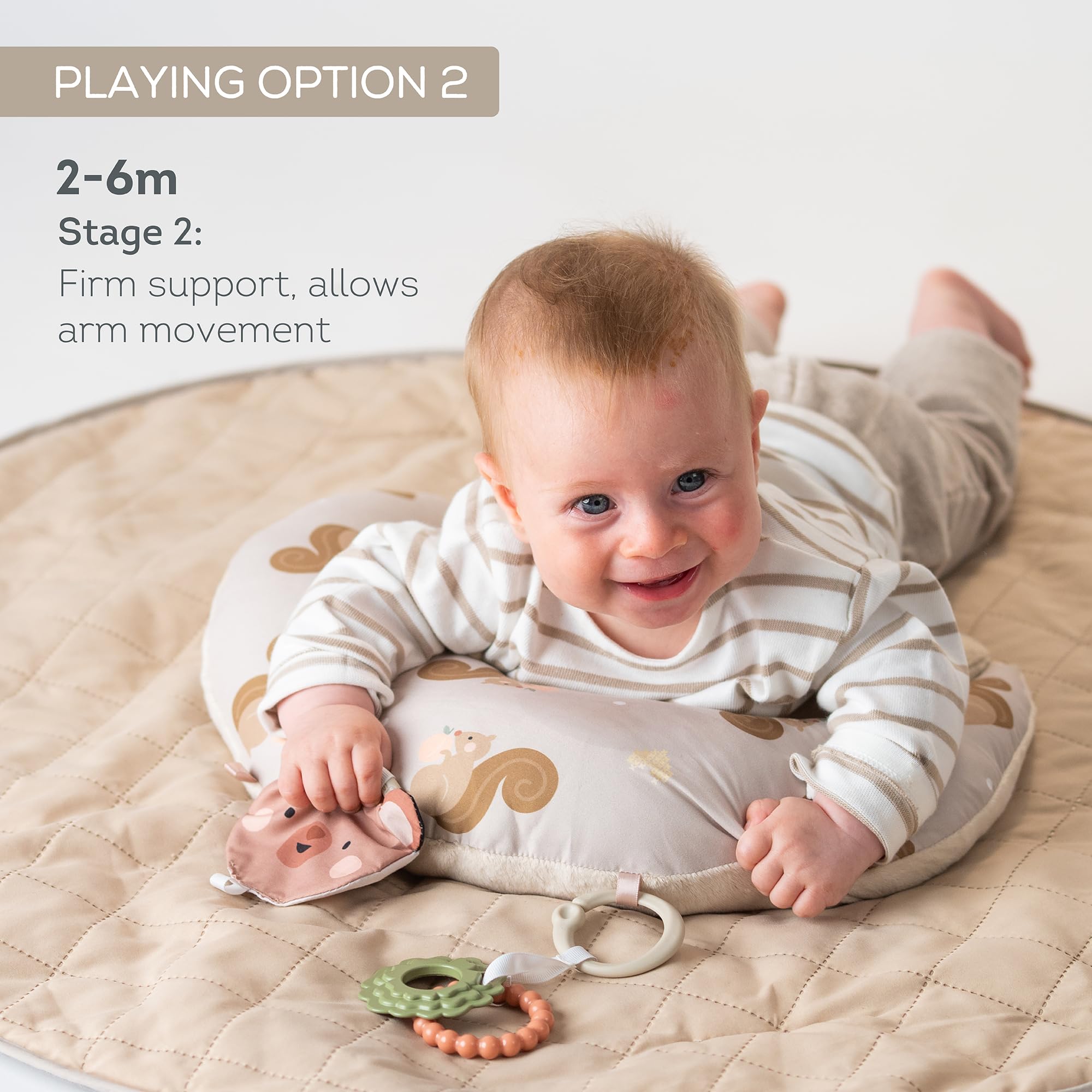 Taf Toys Tummy Time Support, 2-Stage Baby Toy for Newborns 0-6M, Crinkle Toy & U-Shape Design, Strengthens Neck/Back Muscles, Comfortable Baby Essentials & Must-Haves Montessori Toy for Infant Newborn