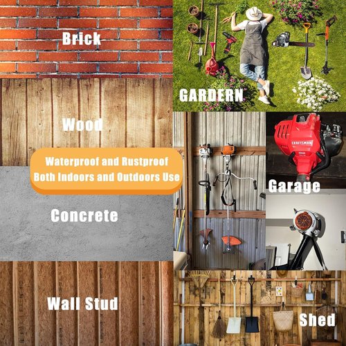Garden Power Tool Hanger - Durable Garage Wall Hooks for Weedeater & String Trimmer | Black, 3 Pcs