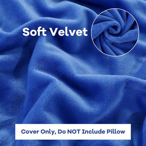 HOMBYS Ultra Soft Velvet Bed Wedge Pillow Cover-Super Soft Fleece Pillowcase with Zipper Design, Removable & Machine Washable Pillowcase, (Blue, 25"x25"x8")