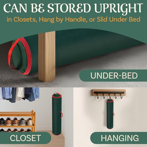 Elf Stor Wrapping Paper Storage Bag - 40-Inch Gift Wrap Organizer - Holds 25 Rolls - Green Christmas Storage
