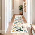 Skiennix 3x10 Washable Hallway Runner Rug - Soft Floral Non-Slip Carpet for Kitchen & Entryway | Cream