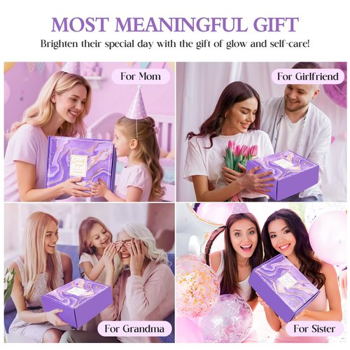 Birthday Gifts for Women, Self Care Gifts Christmas Box Get Well Soon Basket, Lavender Relaxing Spa Gifts Care Package w/ Flannel Blanket, Unique Mothers Day Gift Idea for Mom Her Friend Sister Purple