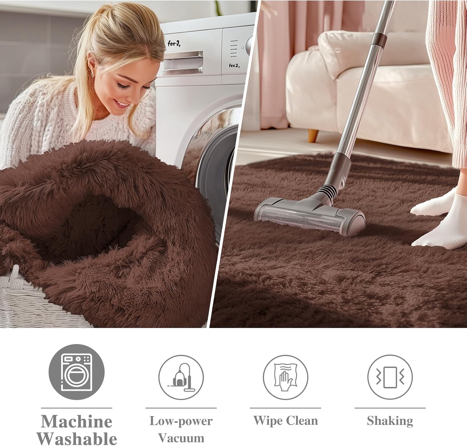 OLANLY Round Coffee Area Rug - Soft, Fluffy, Machine Washable 2 ft Circle Rug for Bedroom & Living Room Decor