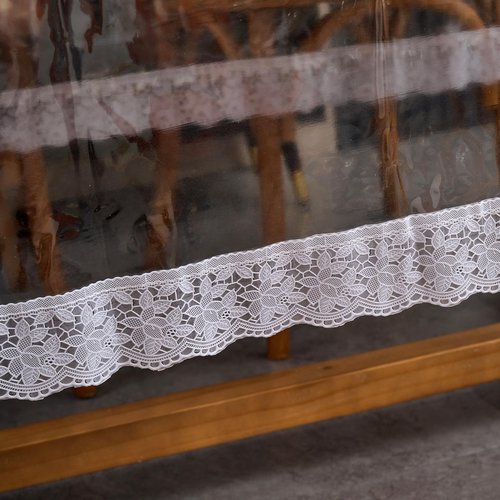 Clear Vinyl Tablecloth Protector Transparent Lace Trim Table cloth – Waterproof, Stain-Resistant,Plastic Cover Decorative – Perfect for Weddings, Parties, and Home Decor (60 x 120 Inch Rectangular)