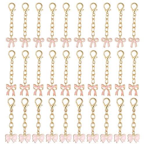 Qulkws 30 Piece Pink Bow Keychains Party Favors Cute Bowknot Key Chains Bow Birthday Party Decorations Supplies Gifts for Women Girls Team