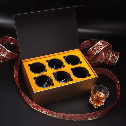 KANARS Crystal Whiskey Glass - Set of 6 Rocks Glasses 10 Oz in Luxury Box - Lowball Bar Tumblers for Scotch Cocktail Irish Whisky Cognac Rum - Gifts for Men Dad - Ultra Clear