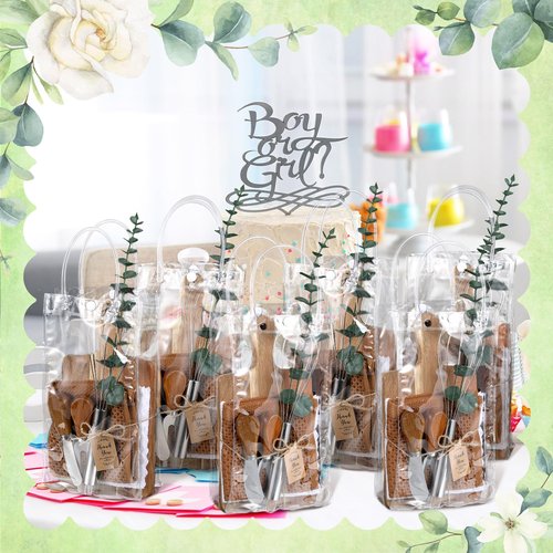 Patelai 6 Sets Baby Shower Prizes for Game Player Baby Shower Winners Gifts Cheese Boards Forks Knives Towels Whisks Artificial Eucalyptus Stems Bags Thank You Cards for Guests Bridal(Retro Color)