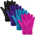 Bencailor 4 Pairs Microfiber Dusting Gloves Washable Reusable Cleaning Gloves Mittens for Plants House Cleaning Car Blinds(Purple, Blue, Rose Red, Black,M)