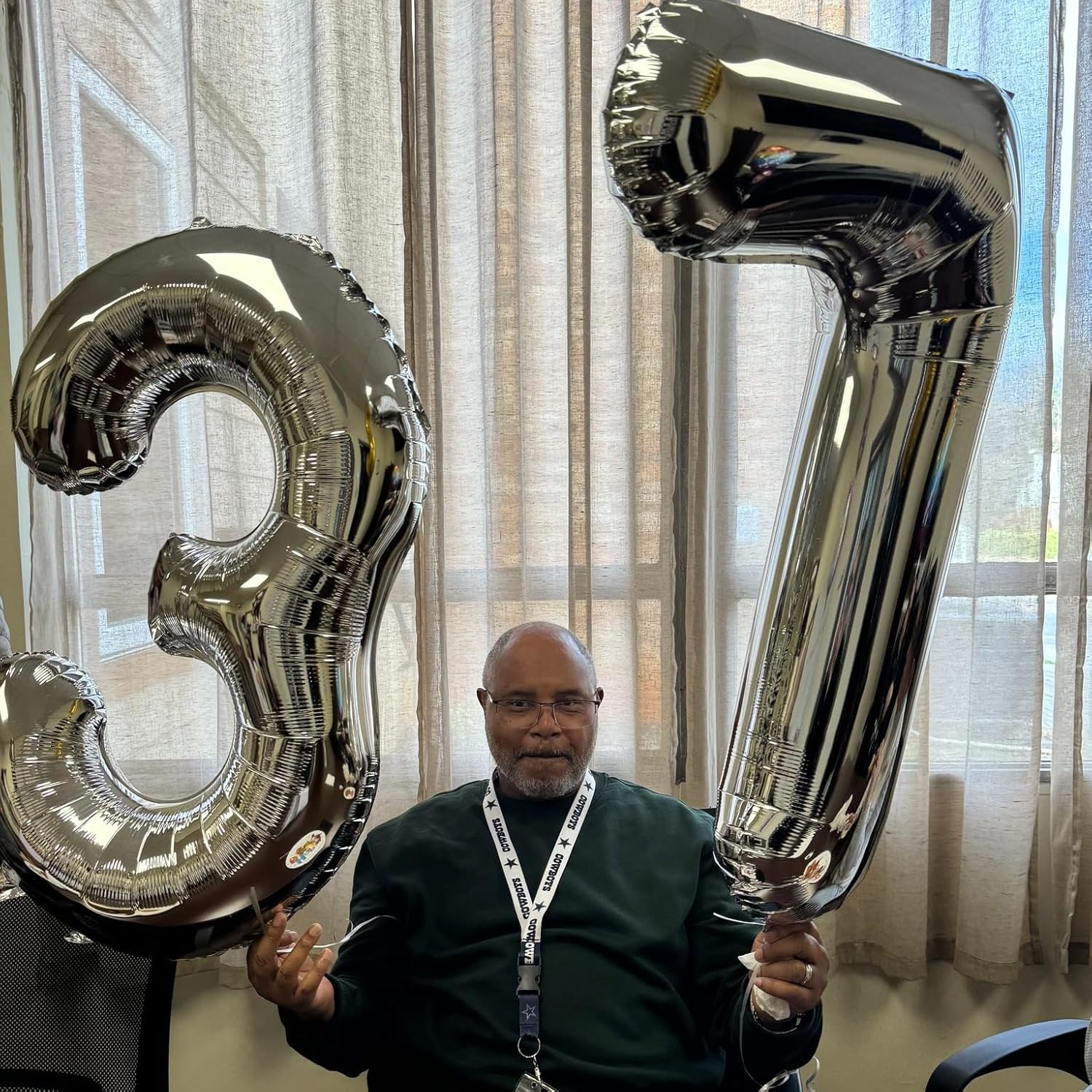 Silver Number 7 Balloon - 40 Inch Giant Foil Balloon for 7th Birthday Party Decorations