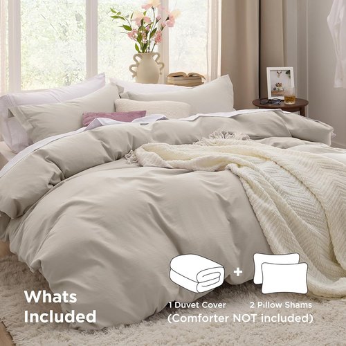 Bedsure Duvet Cover Set - Full Size 3-Piece Extra Soft Cotton-Like Bedding | 80x90 Inches with Zipper Closure