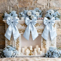 Blue Bow Decor - Crib Skirt with Large 22x11 Inch Bows | Perfect for Christmas, Baby Showers & Weddings