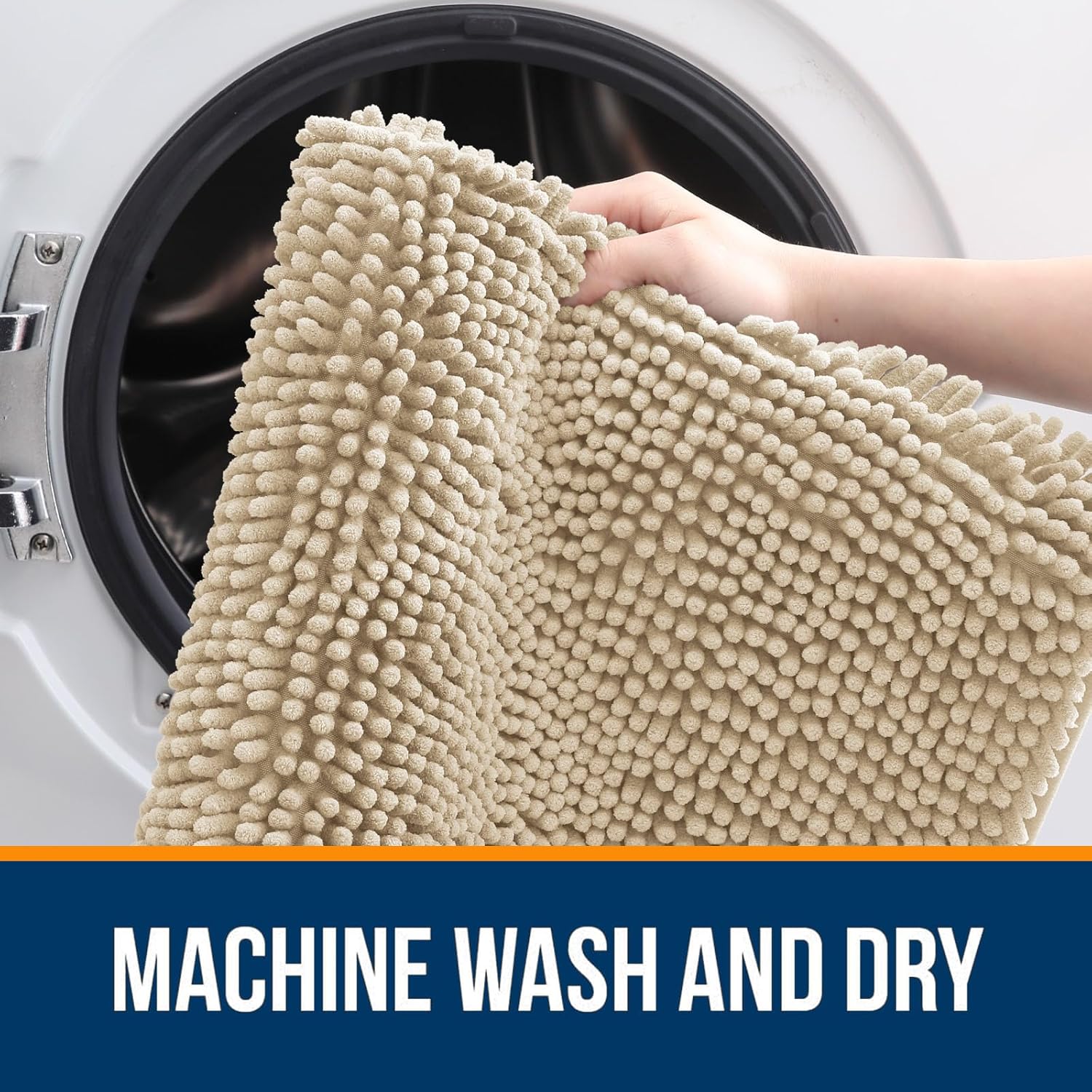 OLANLY Bath Rugs - Extra Soft Chenille | Quick-Dry, Machine Washable, 50x30, Beige