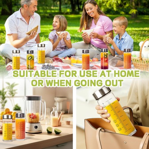 16oz Glass Juice Bottles - 4 Pack Wide Mouth Glass Bottles with Lids- BPA Free, Borosilicate Stainless Steel Lids for Juicing, Smoothies, Infused Water, Beverage Storage