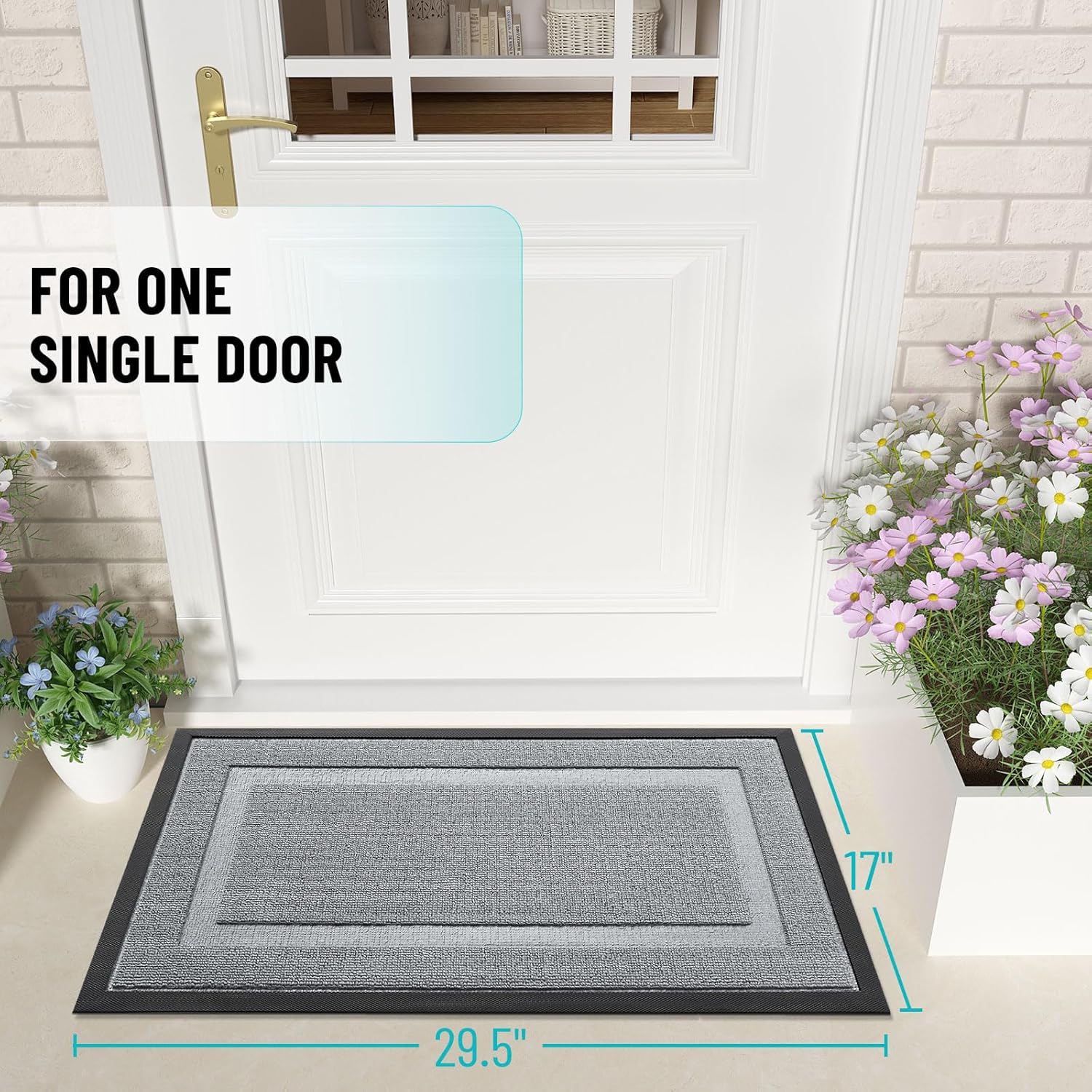 OLANLY Indoor Outdoor Front Door Mat - Waterproof All-Season Doormat, Easy Clean, 35x23, Ash Gray