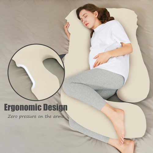 HIPHOP PANDA U-Shaped Pregnancy Pillow - Full Body Maternity Support for Comfort & Relief | 57 Inch, Ivory