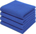 Homaxy Kitchen Dish Towels - 100% Cotton Waffle Weave, Ultra Soft & Absorbent, 13 x 28 Inches, 4-Pack | Blueberry