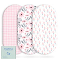 Yoofoss Bassinet Sheets - 3-Pack Fitted Sheets for Halo Bassinest | Soft & Breathable (Pink & Floral)