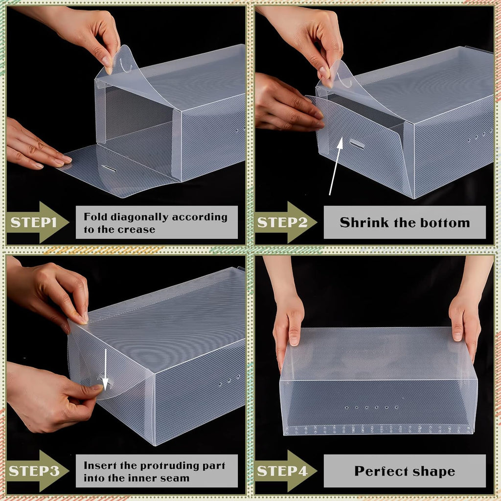 Sintuff Clear Shoe Storage Boxes - 20 Pcs Stackable Plastic Organizers for Ankle Boots & High Heels | 11.8 x 7.5 x 3.7 Inches