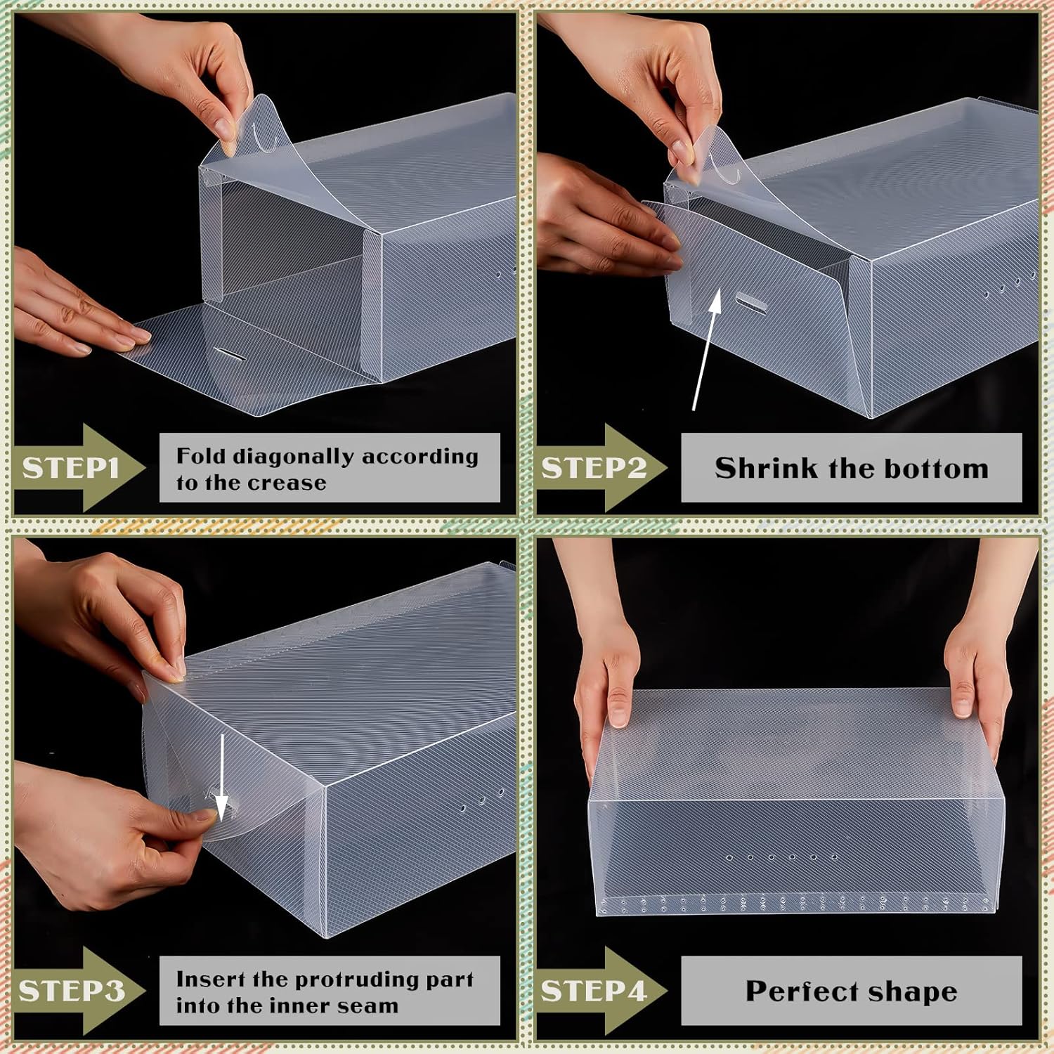 Sintuff Clear Shoe Storage Boxes - 20 Pcs Stackable Plastic Organizers for Ankle Boots & High Heels | 11.8 x 7.5 x 3.7 Inches