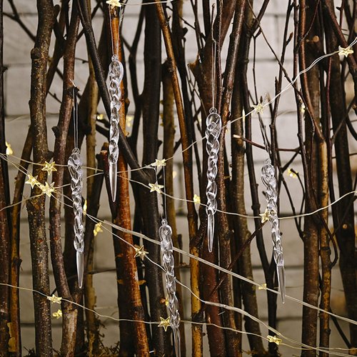 "N/A" 36 Pieces Clear Plastic Icicle Christmas Ornaments Acrylic Ornaments for Xmas Tree Decorations Wedding Party Winter Decor