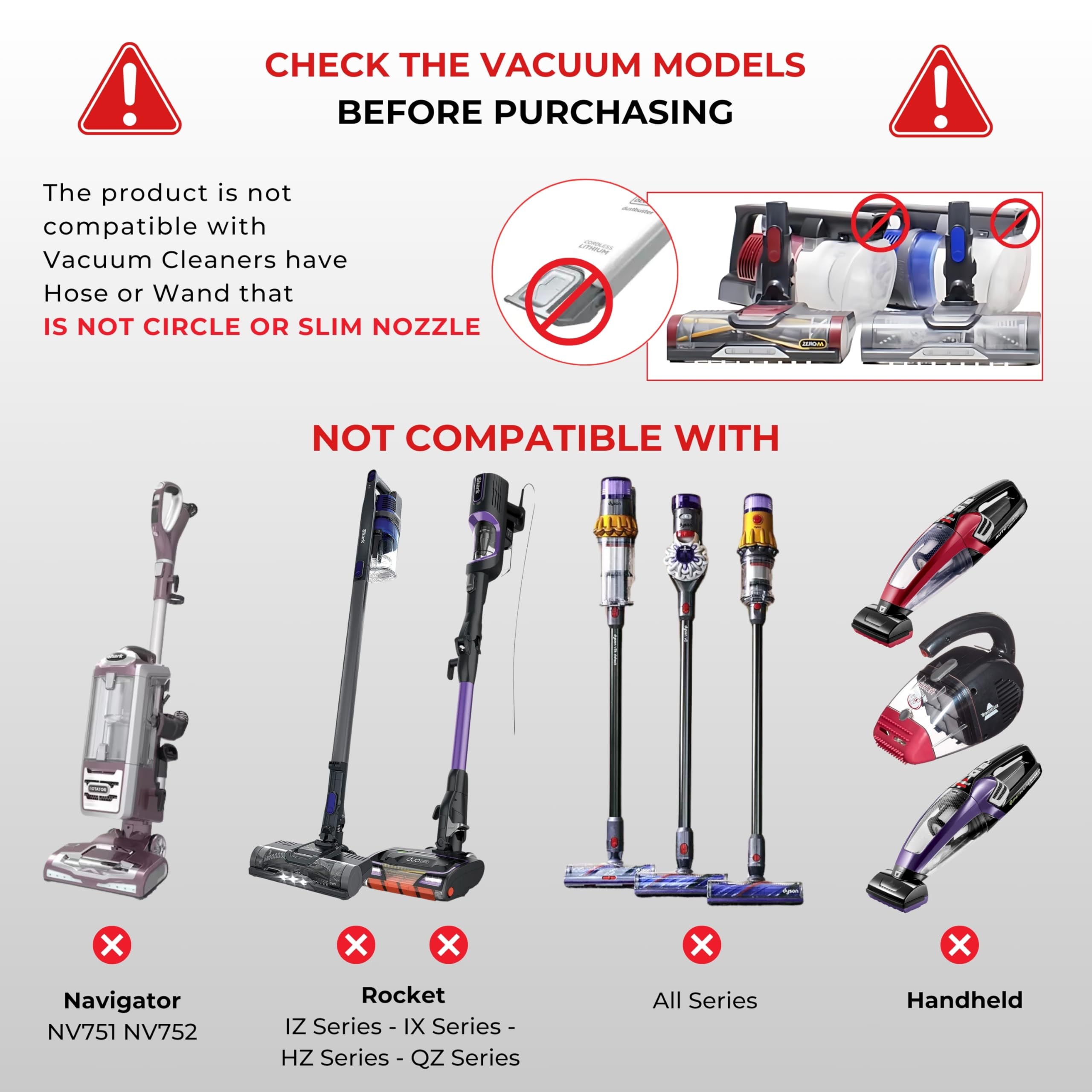 Turbo Brush Head Vacuum Attachment for Shark Navigator Rotator & Shop Vac using 1-1/4'',1-3/8" & 2-1/4'' Acessories - Removal Pet Hair for Hard Floors, Low Pile Carpet & Area Rugs