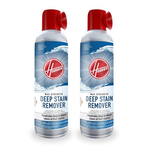 Hoover Max Strength Deep Stain Remover Aerosol Spray, 15 oz., 2 Pack, Fresh Scent, Max Strength Carpet and Upholstery Spot Cleaner Spray, Pair with Hoover Carpet or Spot Cleaner
