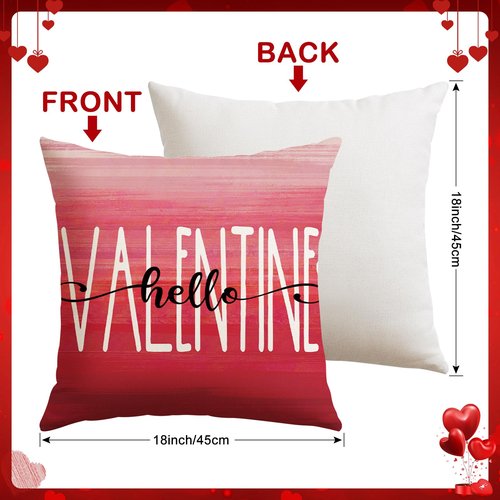 Artscope Valentine's Day Love Forever Throw Pillow Covers 18x18 Inch Set of 4, Valentine Wedding Red Pink Love Heart Decoration Pillow Cases for Home Sofa Couch