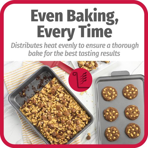 GoodCook Everyday Baking Pan with Metal Lid Nonstick Warp-Resistant Heavy-Gauge Steel Construction Even-Heating Oblong Cake Pan with Solid Oven-Safe Cover, 9x13-Inch, Gray