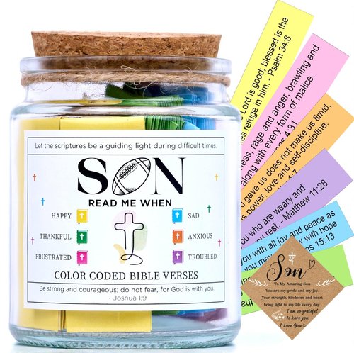 Teen Boy Easter Basket Stuffers, Christian Easter Gift for Young Men or Teen Boys, Bible Verses Jar for Strength, Wisdom & Encouragement | Faith-Based Spiritual Jar | Thoughtful Graduation